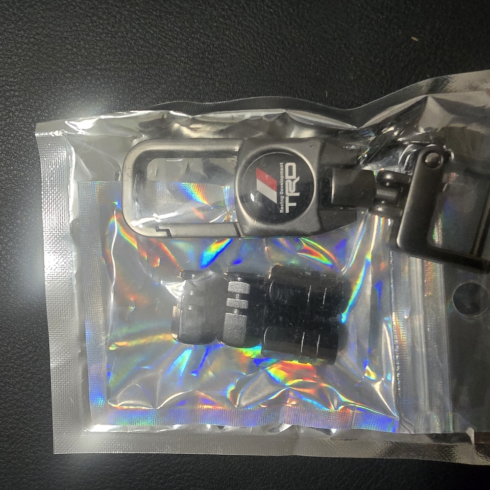 TRD Keychain with Black Valve Caps